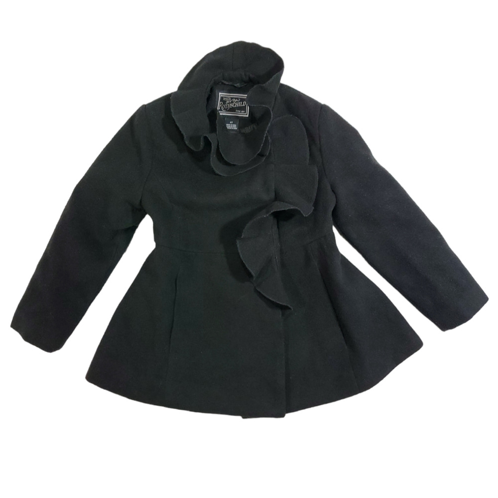 Rothschild | Black Ruffle Coat | Size 4T